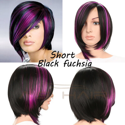

Gobestart Fashion Wig Short Haircut Curly Color Gradient Short Human Hair Synthetic PP