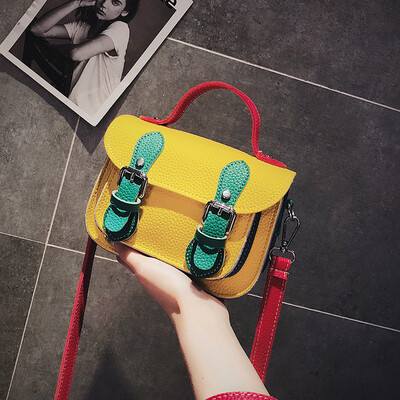

Net red fashion messenger bag retro handbag female bag new 2019 contrast color Messenger bag wild ins small square bag