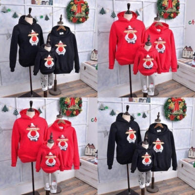 

Family Matching Xmas Christmas Hoodie Set Women Kids Pullover Sweatershirt Top