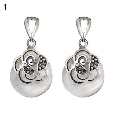 

Women Vintage Faux Opal Ball Rhinestone Inlaid Flower Party Earrings Eardrop