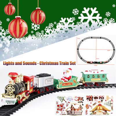 

YIWULALights And Sounds Christmas Train Set Railway Tracks Toys Xmas Train Gift