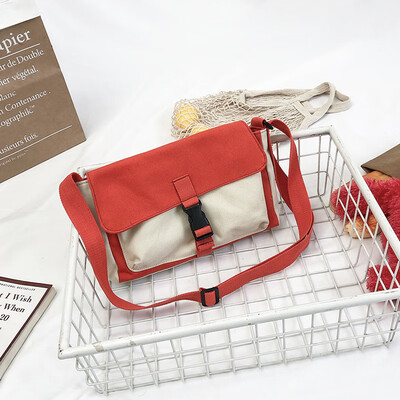 

Shangxin small bag canvas bag woman single shoulder oblique satchel college students Japanese Korean version of the ancient feelin
