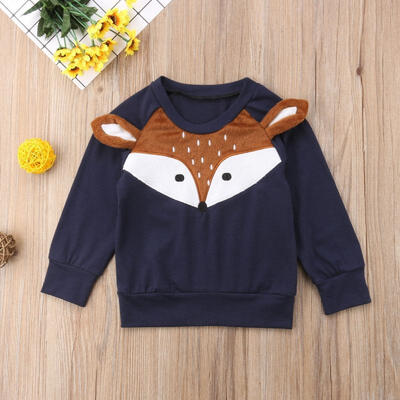 

Hot Sell Newborn Infant Baby Girl Boy Fox Prints Fleeces Sweater T-shirt Tops