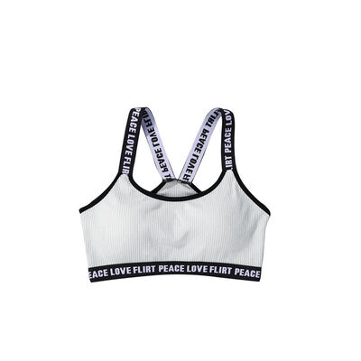 

Knitted Thread Letter Printing Wide Shoulder Sports Bra