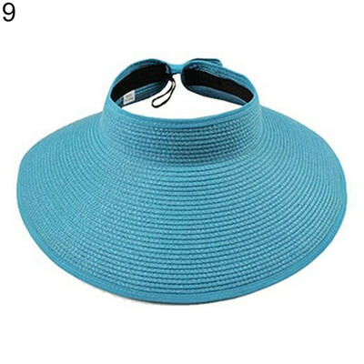 

Womens Summer Wide Brim Roll Up Foldable Sun Beach Straw Braid Visor Sun Hat