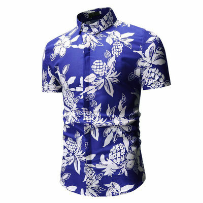 

Summer Mens Hawaiian Print Shirt Men Floral Short Sleeve Shirts Tops Tee Holiday