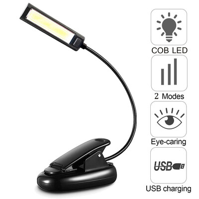 

Siaonvr Flexible USB Clip-On COB LED Light Reading Study Table Book Lamp Rechargeable