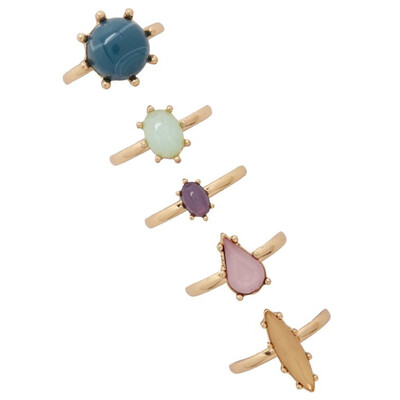 

Gold-color Mini Ring Sets For Women Vintage Punk Colored Stone Knuckle Ring