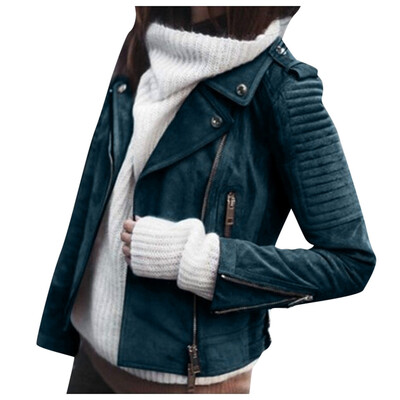 

Toponeto Women Vintage Leather Zipper Short Simple Motorcycle Slim Coat Retro Jacket