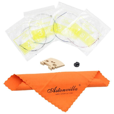 

Violin 4 in 1 Set of StringsRubber MuteMaple 44 BridgeCleaning Cloth Accessories Parts Replace Tool