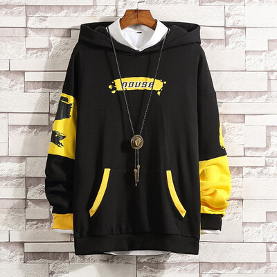 

Gobestart Mens Casual Fashion Patchwork Pullover Hoodie Loose Outwear Tops Blouse