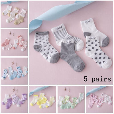 

Lot 5 Pairs Baby Toddler BOY Socks Cotton 05Y Girl Cartoon NewBorn Kids