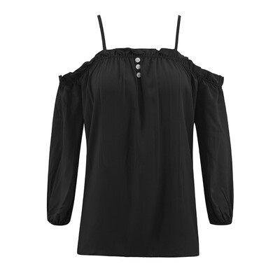 

Womens Tops Blouse Casual Loose Sexy Off-shoulder Spaghetti Straps T-Shirt SXL
