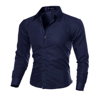 

Men\s Casual Long Sleeve Shirt Fashion Male Social Business Plaid Tops Shirt