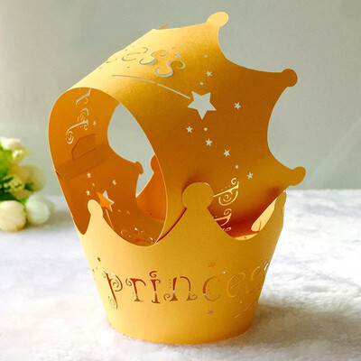 

FUNNYBUNNY 24pcs Princess Crown Cupcake Wrappers Cases Wedding Christening Baby Girl Shower Party Cake Decoration