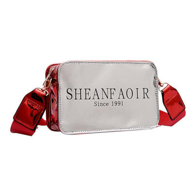 

Letter Print Glossy Shoulder Handbags Women Patent Leather Crossbody Bags