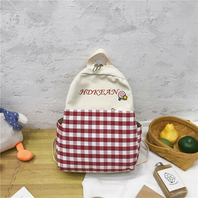 

Ins style schoolbag female Korean version of high school students simple forest department junior high school students plaid doubl