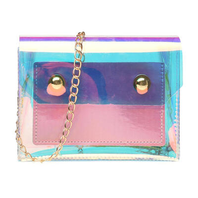 

Laser Small Shoulder Handbags Women Clear PVC Chain Casual Messenger Bags