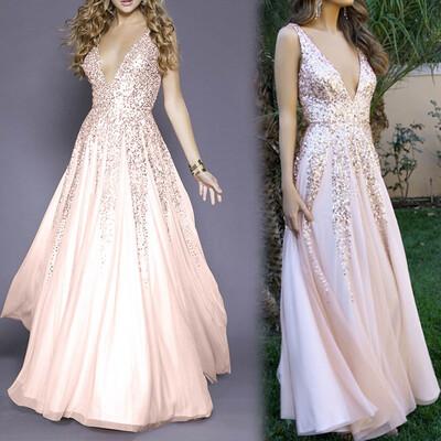 

〖Follure〗Sexy Womens Sleeveless V-Neck Lace Hollow Out Cocktail Prom Gown Dress