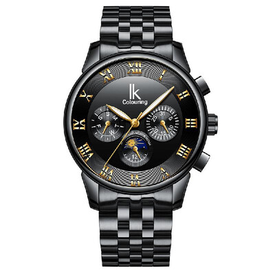 

IKColouring Fashion Business Automatic Men Watches 1ATM Life Water-resistant Luminous Mechanical Man Wristwatch Calendar Moon Phas
