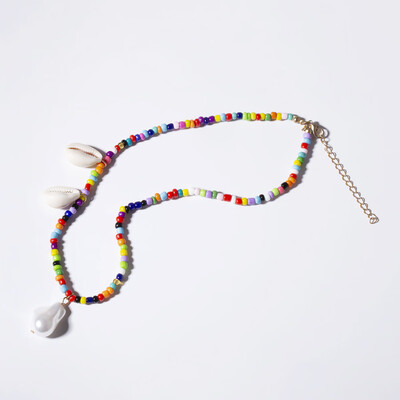 

Bohemian Handmade Shell Pearl Rainbow Beads Choker Necklace Candy Color Bead Satellite Necklace Women Fashion Jewelry