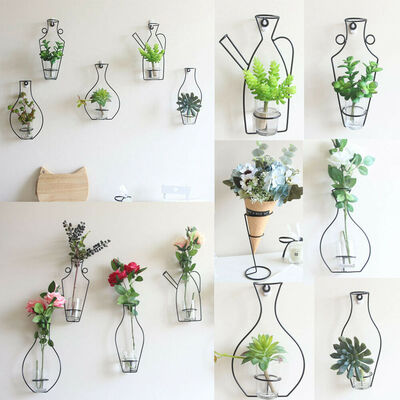 

Iron Grid Wall Hanging Shelf Flower Vase Holder Home Decor Storage Rack Display