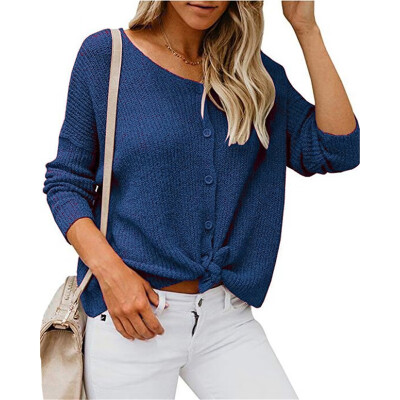 

Autumn Women Knitted Long Sleeve Button Cardigan Loose Jumper Sweater Casual Tops