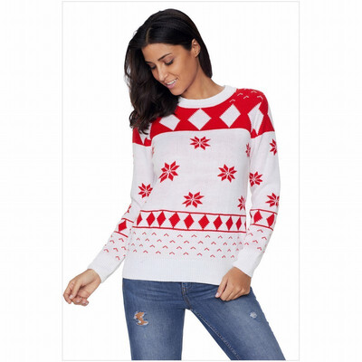 

Round neck long sleeve D print cardigan casual knit sweater