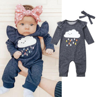 

Newborn Infant Baby Boy Girl White Cloud Bodysuit Romper Jumpsuit Cotton Clothes