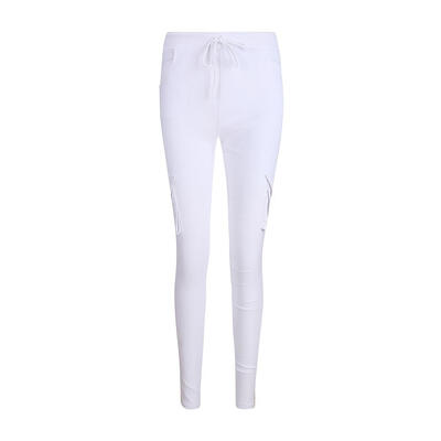 

Women Casual Stretch Drawstring Skinny Pants Multi-pockets Pencil Trousers