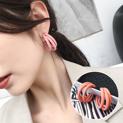 

2019 latest design brand summer hand made candy color earrings generous minimalist wild Korean earrings for women