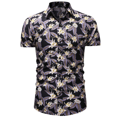 

Tailored Mens Printed Casual Button Down Short Sleeve Hawaiian Shirt Top Blouse