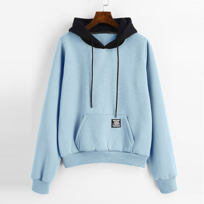 

Starmoon Women Long Sleeve Pocket Patchwork Pullover Strappy Hoodie Sweatshirt Blouse Top