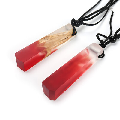 

WomenMen Vintage Resin Wood Colorful Pendant Handmade Necklace Rope Chain Color