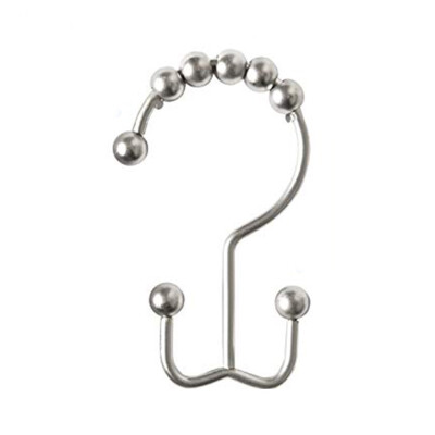 

2pcs Roll Ball Shower Curtain Hook Iron Plating Smooth Bath Curtain Hook Bathroom Accessory