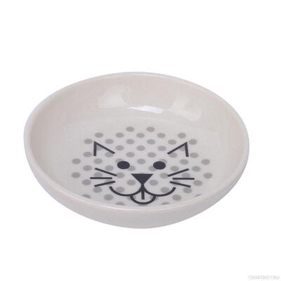 

Pet Bowl Ceramic Round Dog Cats Dish Chew-Proof Cute Feeder For Water And Food Household Cat Face Dinnerware Feeding Basin