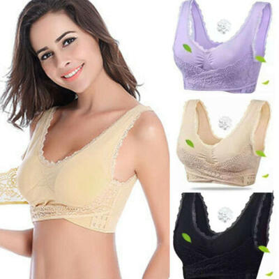 

Sexy Front Cross Side Buckle Wireless Lace Bra Breathable for Women Sport Yoga