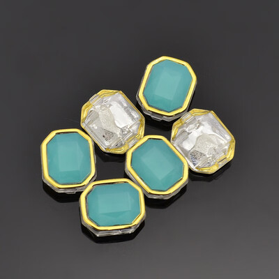 

Sew on Rhinestone Taiwan Acrylic Golden Plated Garment Accessories Rectangle Aquamarine 10x8x5mm Hole 05mm