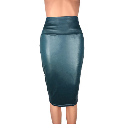 

Roseonmyhand Women Ladies High Waist And Knee Skirt Sexy Hip Bottom Leather Skirt