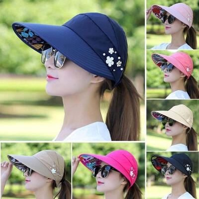 

Fashion Women Lady Ladies Summer Visor Hat Foldable Sun Beach Roll Up Wide Brim Cap