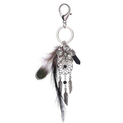 

Dream Catcher Flower Feather Keyring Lobster Clasp Metal Keychain Car Bag Purse Bohemian Key Ring