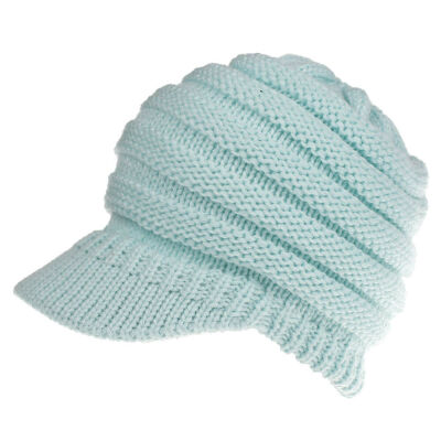 

Fashion Womens Stretch Knit Hat Messy Bun Ponytail Beanie Winter Warm Hole Hat