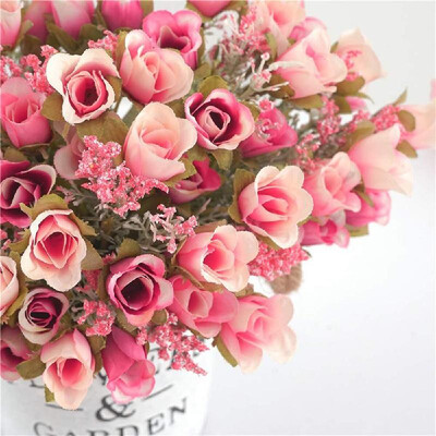 

20 Heads 1Pc Artificial Rose Flower Bouquet Home Decor Wedding Mini Rose Silk Flower Romantic Wedding Party Supplies