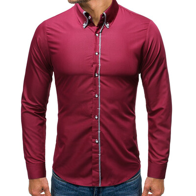 

Toponeto Mens New Style Fashion stamped Long Sleeve Shirt Printed Long-Sleeved Blouse