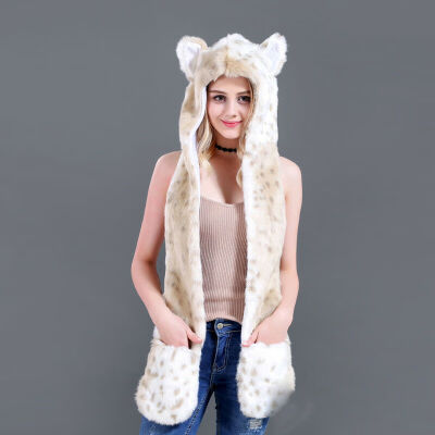

Cartoon Animal Hat Plush Beanie Fleece Warm Fluffy Hooded Cap Earmuff New