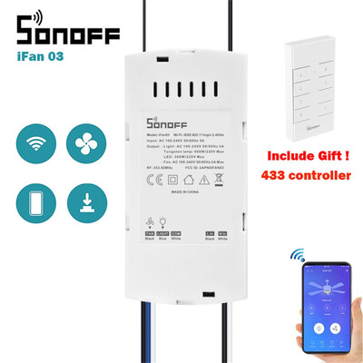 

〖Follure〗SONOFF IFan03 WIFI Ceiling Fan Smart Home Switch for Amazon for Google Home