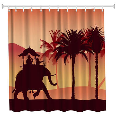 

Palm Elephants Polyester Shower Curtain Bathroom Curtain High Definition 3D Printing Water-Proof