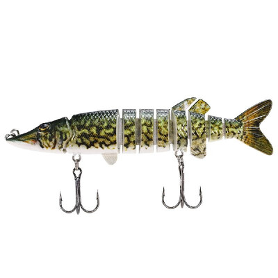 

5" 125cm 20g Lifelike Multi-jointed 9-segement Pike Muskie Fishing Lure Swimbait Crankbait Hard Bait Fish Treble Hook Tackle