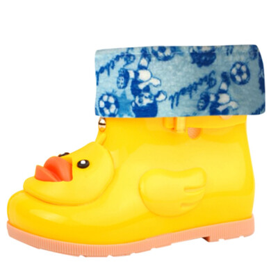 

Infant Kids Children Baby Cartoon Duck Rubber Waterproof Warm Boots Rain Shoes