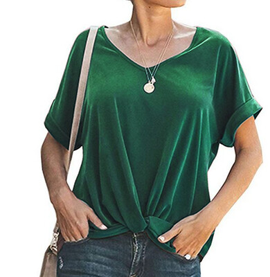

Starmoon Women Casual Short Sleeve T-shirt Casual Loose Soild V Neck Top Blouse